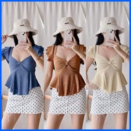 ☂ ∇ ◿ BARBARA Ribbon Peplum Top