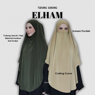 QAINISA ELHAM Tudung Sarung Curve Lycra Berdagu Khimar Umrah Instant Purdah Niqab Ironless Flowy Lyc