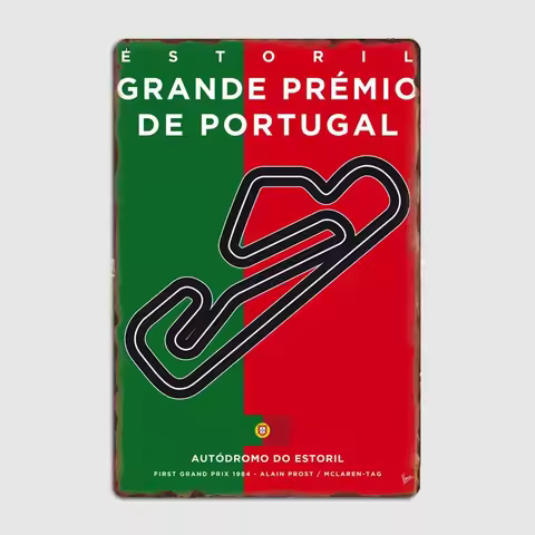Estoril Grande Prémio De Portugal F1 Race Track Metal Poster Sign Club Custom Wall Decor Tin Sign Ro