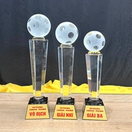 Cúp Pha lê Pickleball thân lục giác gắn bóng pha lê pickleball