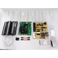 SAMSUNG UA65AU7000K 65" TV MAIN BOARD, POWER SUPPLY, POWER BUTTON, STRIP, RIBBON CARD, BACKLIGHT AND