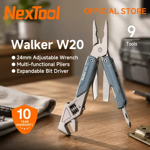 NexTool W2 Light Wrench Multitool 9-in-1 Folding Pliers with Adjust Spanner Screwdriver & Wire Cutte