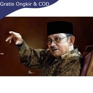 Poster plus frame bj Habibie plus frame size 53, 35