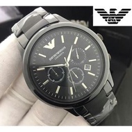 海外原廠公司貨Armani阿曼尼AR陶瓷手錶男士石英錶三眼計時日曆時尚男女款休閒手錶AR1451 AR1452