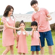 Fashion Pink Polo Family Dress Men Shirt Boy tshirt Women Girl Dress Mini Dress Family Matching Outfits T-shirt Family Set Tees Plus Size