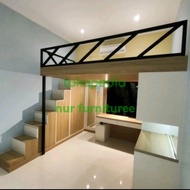 mezzanine bed lemari dipan tingkat kombinasi besi hollow