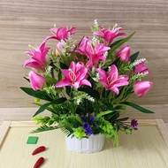Simulasi Bunga Tulip Lily Bunga Palsu Rumah Hiasan Bilik Hiasan Bunga 绢 Bunga Meja Meja Kopi Desktop