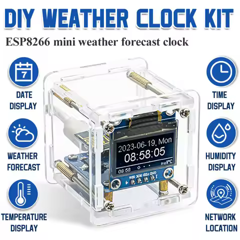 ESP8266 MINI Weather Clock WIFI Digital Clock DIY Soldering Kit Electronic Multifunctional Weather S