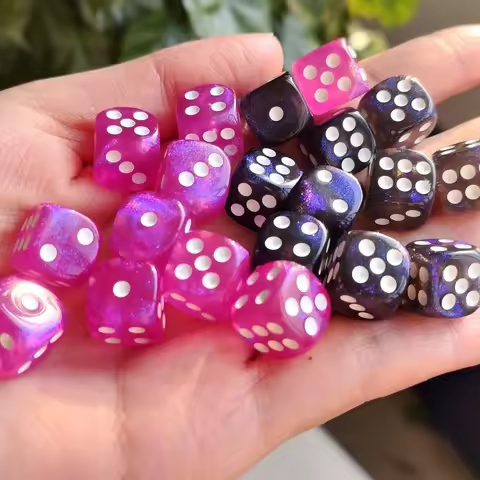 D6 6 Faces Dice Dices for Casino Table Game 1.2cm Round Dice Dazzling Colours Transparent Dice For B