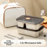 [MULSTORE] 316L Stainless Steel Lunch Box Microwave Safe Leak Proof Container with