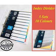 A4 Index Divider 10 Colours card - LION FILE~2 pkt