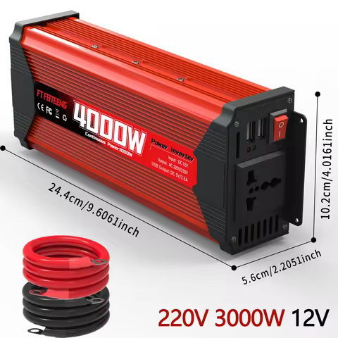 4000W/2500W/1200W power inverter, 12V to 220V/230V home emergency power converter, comes with AC out