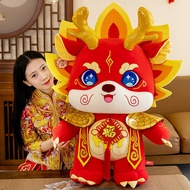 Mainan maskot Tahun Naga Cina, anak patung naga bersulam, mainan naga berbulu, hadiah korporat, hadi