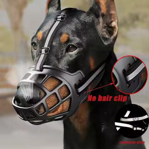 Adjustable Dog Mouth Anti Bite Dog Mouth Cover with Reflective Strip Breathable Plastic for Drinking