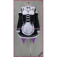สินค้ามาใหม่ ReZero - รีเซ็ตชีวิตในต่างโลก ชุดคอสเพลย์เมด Rem ชุดอนิเมะเกม ปรับแต่งได้ ขนาดผู้ใหญ่