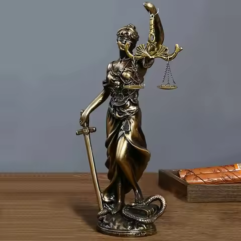 9.5X5X19cm Creative Retro Round bottom Justice Goddess Statue Lawyer Office Ornament Gifts Home Livi