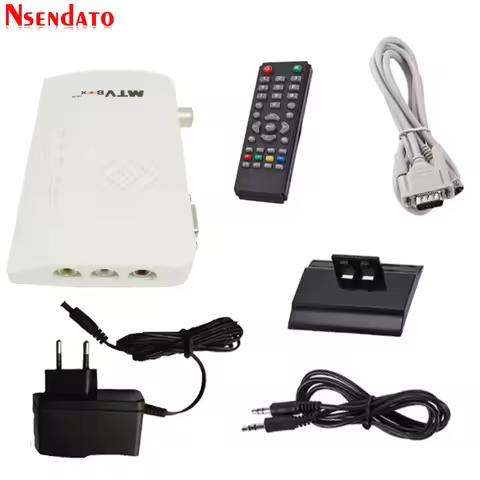 MTV Box AV To VGA TV Receiver Tuner 1080P External LCD CRT TV Tuner Set Top Box With Remote Control 