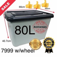 century 80L plastic storage box 7999SC with wheels  [RANDOM COLOUR]