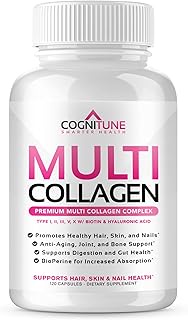 Multi Collagen Pills with Hyaluronic Acid and Vitamin C, Biotin - Type I, II, III, V, X Hydrolyzed Collagen Protein; Healthy Hair, Skin, Nails, Joints - Collagen Peptides Capsules for Women &amp; Men