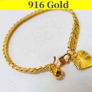 Couple Bracelet Adjustable Pure 916 Gold Bracelet for Women Bracelet Men Women Korean Style Phoenix Tail Bracelet Wedding Jewelry Gift Emas Bangkok Original Cop 916 Gelang Tangan Perempuan Viral Murah Rantai Tangan Emas 916 Original （20CM）