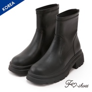 FM SHOES Waterproof Thick-Soled Sawtooth Engineering Boots Black