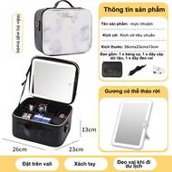 (Có sẵn) Cốp makeup cốp đựng mỹ phẩm có gương 26*23*11cm túi đựng mỹ phẩm led túi đựng đồ makeup