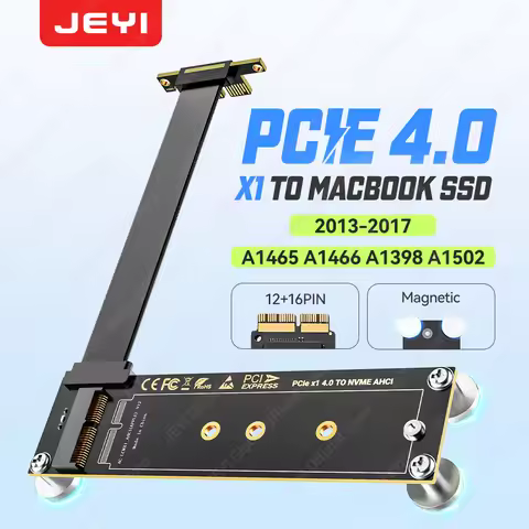 JEYI PCIe 4.0 X1 to Macbook SSD Magnetic Adapter 16Gbps with 90°Degree Right Angle Design Supports M