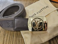 LV 經典 Monogram 帆布金扣皮帶