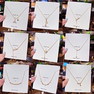 necklace women fashion ladies accessory rantai leher pearl chain rose gold necklace steel项链
