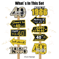 Black Gold Birthday Yard Signs 30th 40th 50th 60th 70th Birthday Glitter Stakes with Vintage Style f