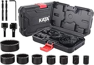 KATA 12PCS Hole Saw Kit 3/4"-2-1/2" (19-64mm) Hole Saw Set with Mandrels Hex Key, Ideal for Soft Woo