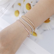 Sterling 925 Silver Jewelry 16cm to 19cm Tennis Bracelet 2mm Zirconia Anniversary Gift Genuine Sterl