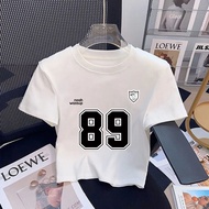 Beautiful Fashionable Tshirt Women's Crop Top Short Sleeve Korean Style Trendy Digital Number 89 Pri
