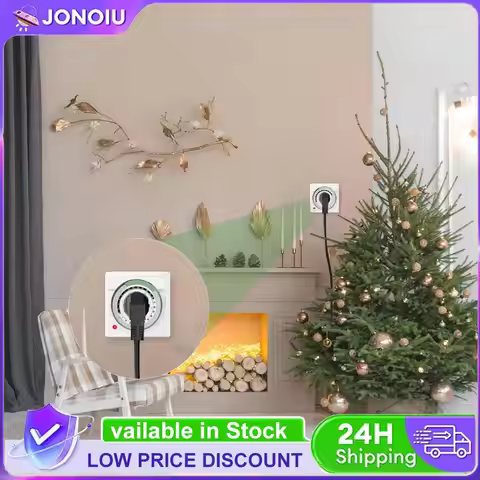 24-Hour EU Plug-in Heavy Duty Outlet Timer with 15 Minute Intervals Timer Outlet 220V for Aquariums 