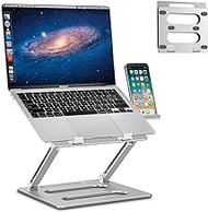 Laptop Stand for Desk Adjustable Height, Xuenair Foldable Aluminum Computer Laptop Stand with Phone Holder for MacBook Apple Mac Pro Air Dell Hp Gaming and More Laptops Up to 17 inch-White