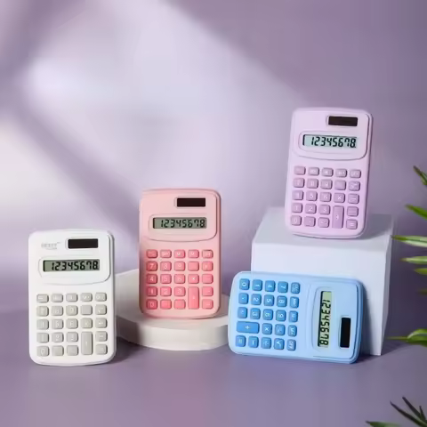 Small Solar Calculator Portable Calculator Cute 8 Digits LCD Electronic Home Office Calculator for K