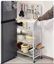 廚房洞洞板移動架(3層/4層/5層)-鍋具架廚具置物架落地多層大容量小電器收納小推車貨架 (U4408)