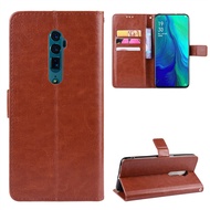 OPPO Reno 10X Zoom Case PU Leather Wallet Flip Phone Hard Case OPPO Reno10X Zoom Casing Shockproof Back Cover