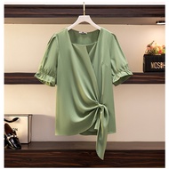 Large Size Loose Top Square Neck Shirt Modified Belly Sweet Classy Style KA8
