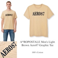 a*ropostale Men's Light Brown 田AERO 87田 Graphic Tee/Original Men's T-Shirt Branded/ Latest Men's T-S