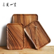 Japanese Simple Tableware Acacia Wood Square Solid Wood Plate Acacia Wood Tea Plate Dinner Plate