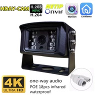 8MP Mini Car Waterproof POE Audio IP Camera 5MP 4MP UltraHD Outdoor Security Camera infrared Night V