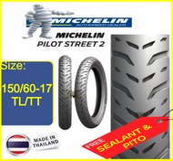 Michelin Motorcycle Tire 150/60 R17 Pilot Street 2 w/ Free Tire Sealant &amp; Pito Tubeless