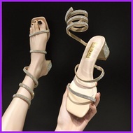 K1I3 Authentic Summer 2022 New Sandals Female Fairy Style Wild Korean Fashion Rhinestone Thick