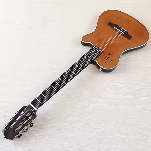 39inch Silent Classic Guitar 6 String Solid Spruce Top With Okoume Wood Back High Gloss Classic Sile