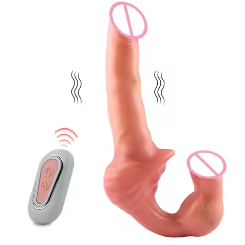 FAAK Wireless control Vibrating Wearable Pegging Realistic Dildos Strap On Double Headed Dildos For 