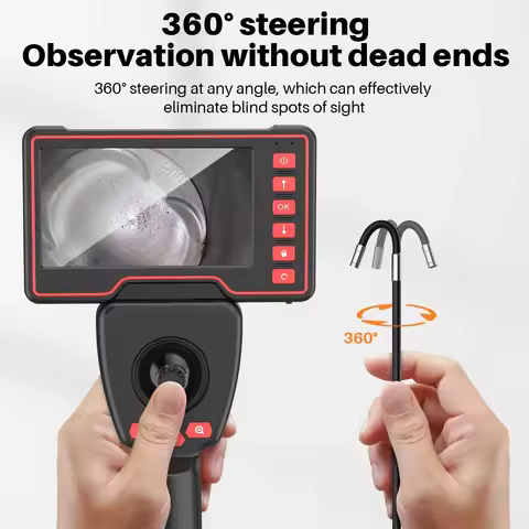New Steering Endoscope 3.9/6.0mm 4 Way 720° 5 Inch HD Screen Wire Length 1/2/3m for Engine Sewer Ins