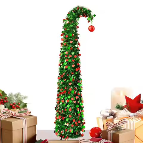 4.9 Ft Retractable Artificial Christmas Tree Foldable Yarn Thread Spiral Tree Christmas Decorations 