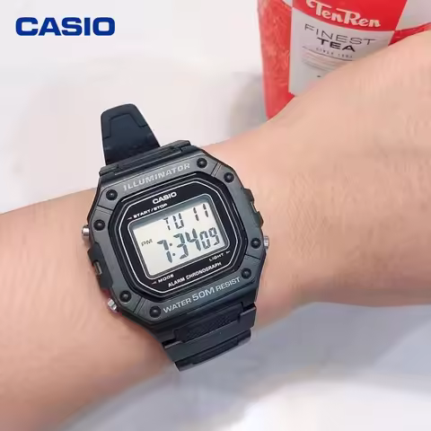 Casio W-218H-1A Small Square Retro Digital Wristwatch Waterproof Multifunctional Sports Valentine Gi