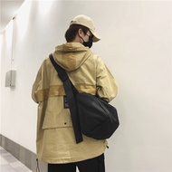 Capacity Kapasiti besar gaya jalan beg bahu, lelaki dan perempuan, beg sandang kain oxford, warna pe